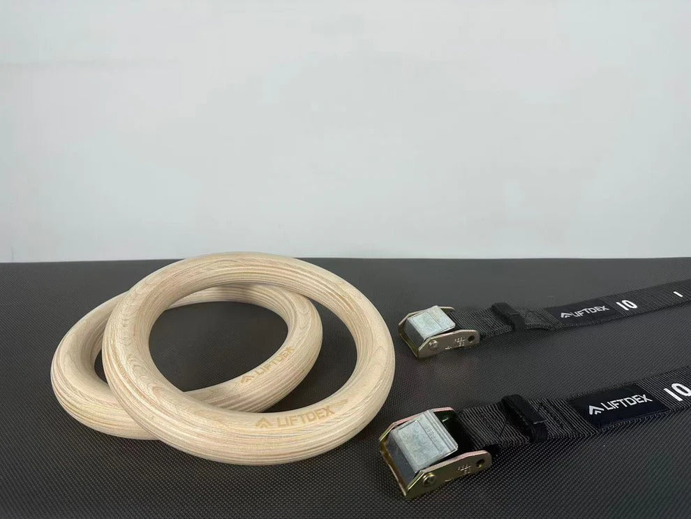 Liftdex Gymnastic Rings Wooden with Straps