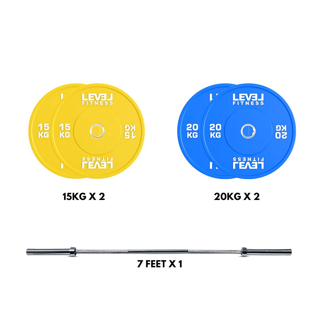 Level Fitness Color Bumper Pro Pack | 90 Kg Weight Plate Combo