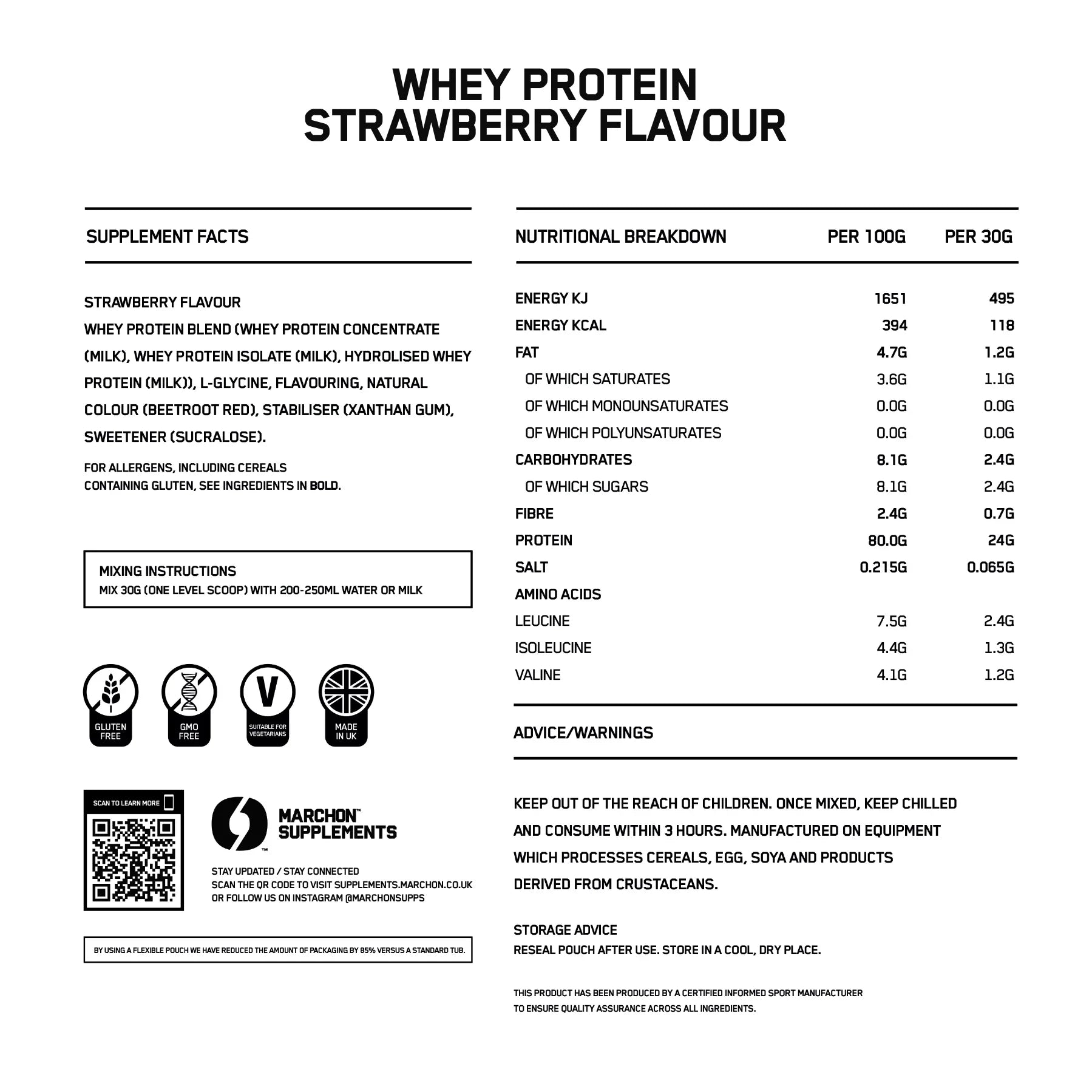 MARCHON Whey Protein Powder Sample Sachet (30g)