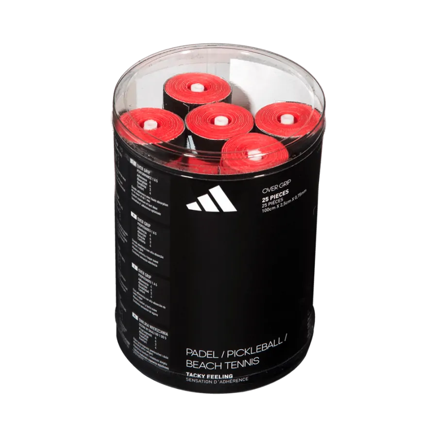 Adidas Padel Overgrip Box 25 Units, Black Red White