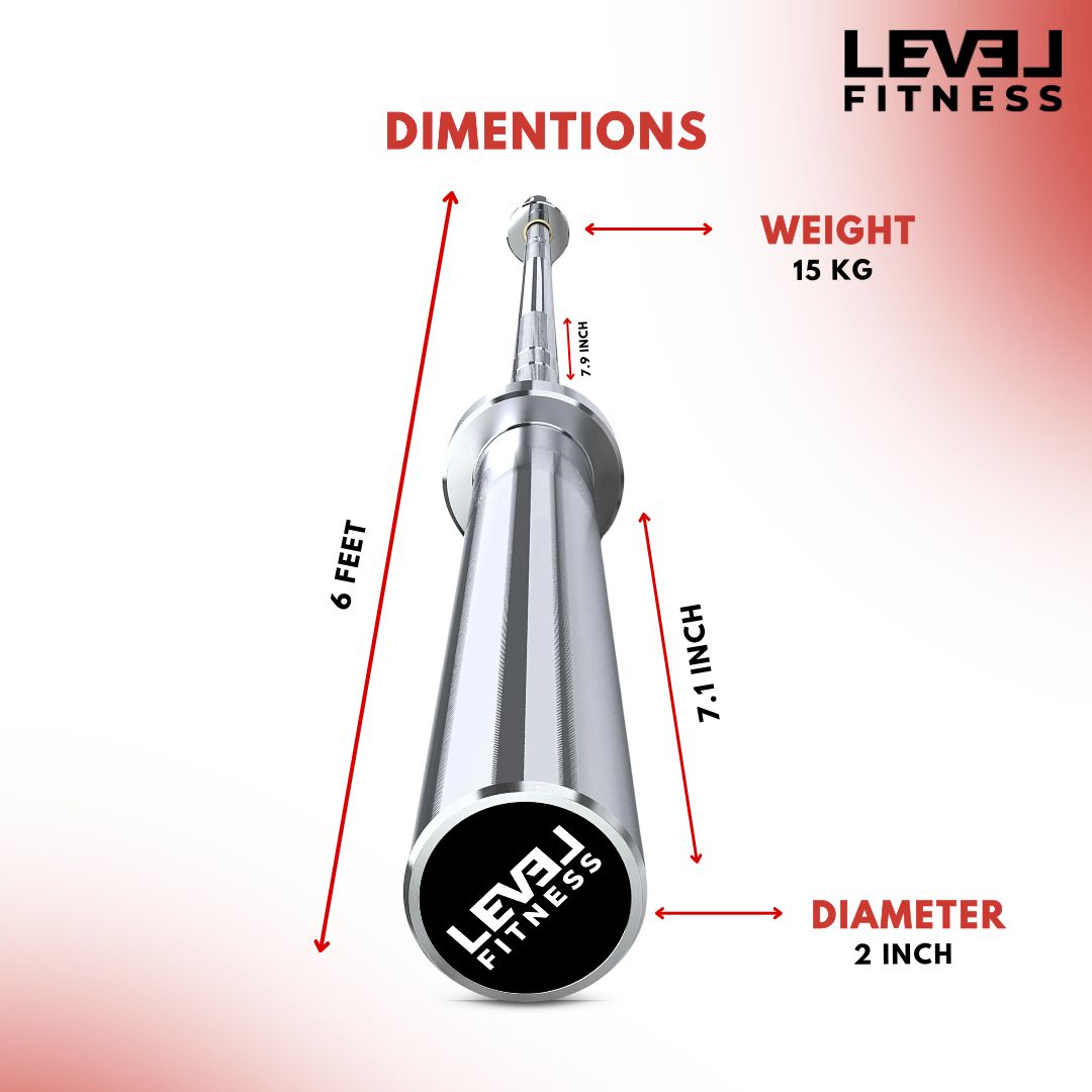 Level fitness straight bar 6 ft
