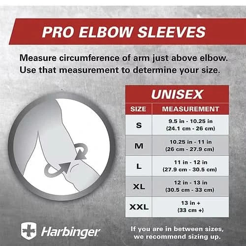 Harbinger Pro Elbow Sleeves 4mm – Black | Compression Support Pair