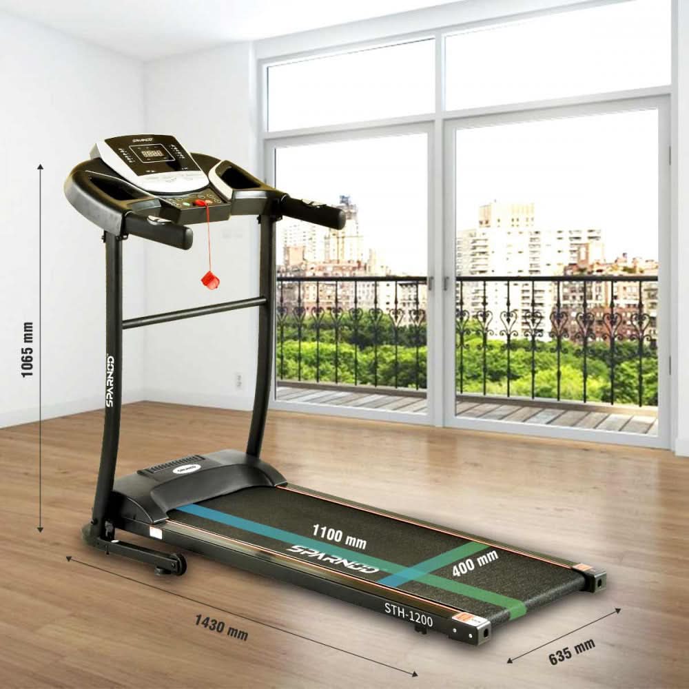 Sparnod Fitness STH-1200 (4 HP Peak DC Motor) Automatic and Foldable Motorized Treadmill
