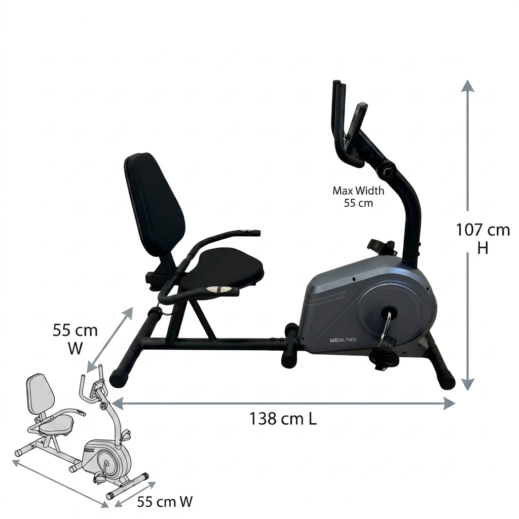 MF Recumbent Exercise Bike MF-348L 8-Level Magnetic LCD