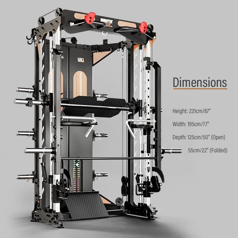 BRUTEforce UX1 Functional Trainer – Foldable Smith Machine, Power Rack & Cable Station