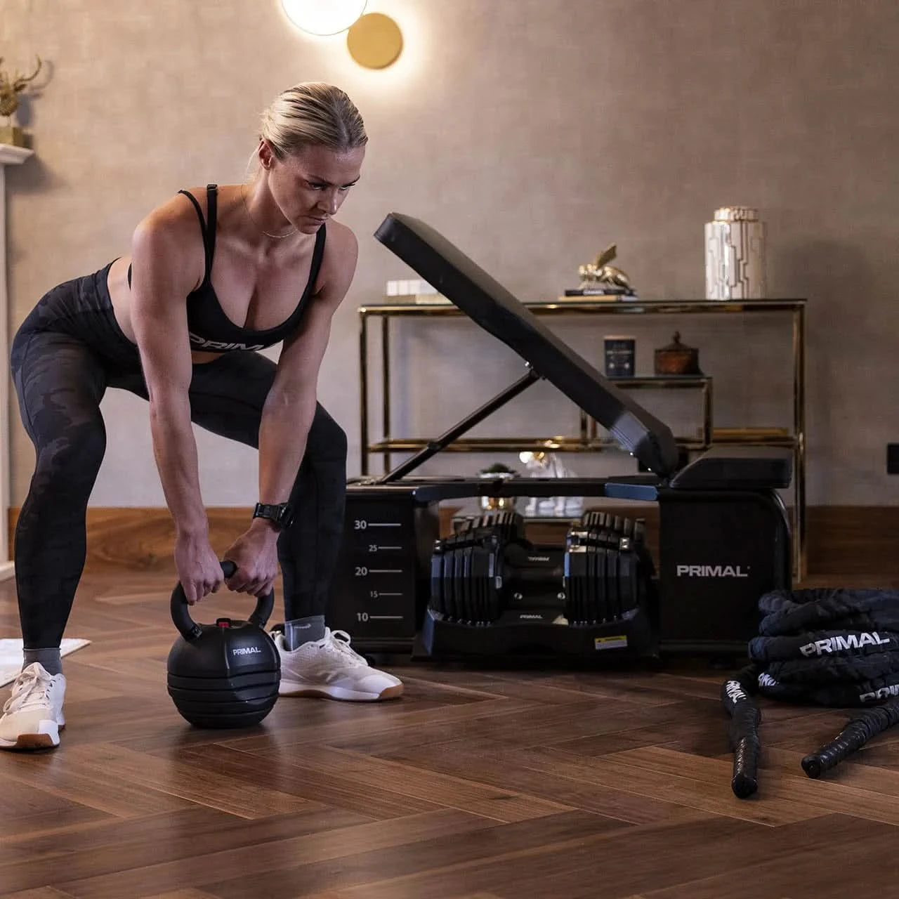 Primal Strength Home HIIT Bench Package with Dumbbells & Accessories
