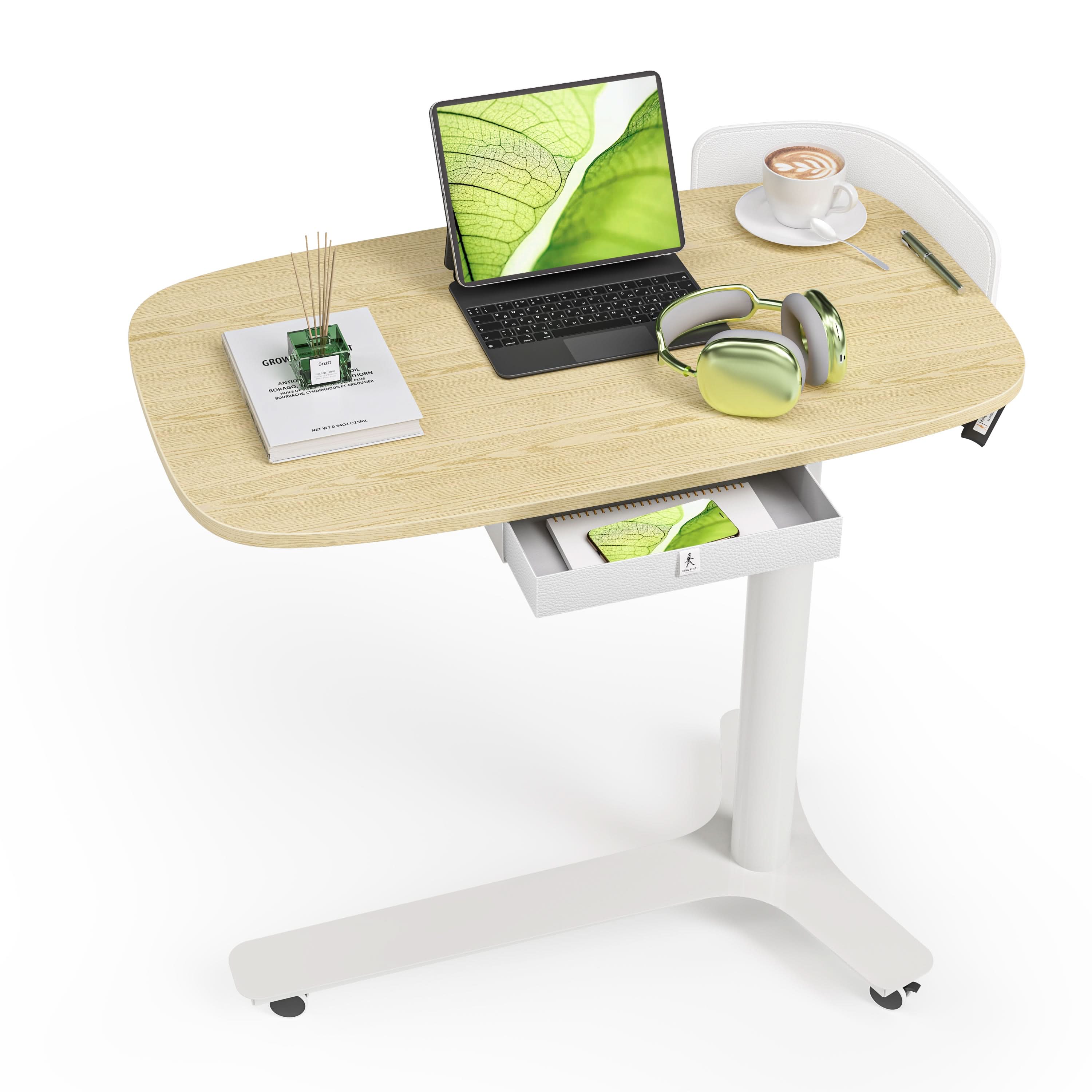 Kingsmith ETD2 Rolling Adjustable Desk with Drawer & Wheels, Portable Small Standing Desk for Home/Office