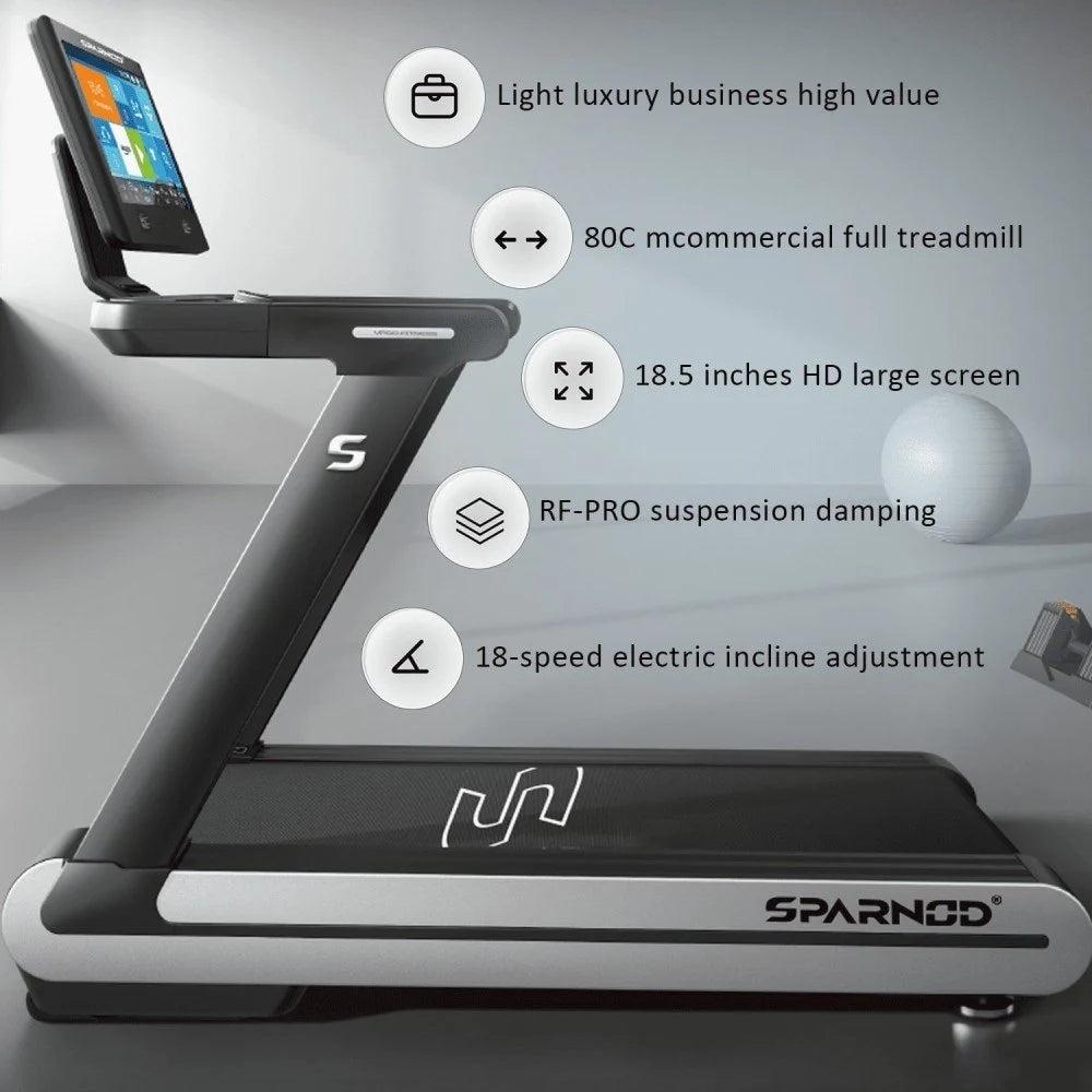 Sparnod Fitness, 5 Hp Continuous AC Motorized Automatic Walking and Running Treadmill, STC-6900