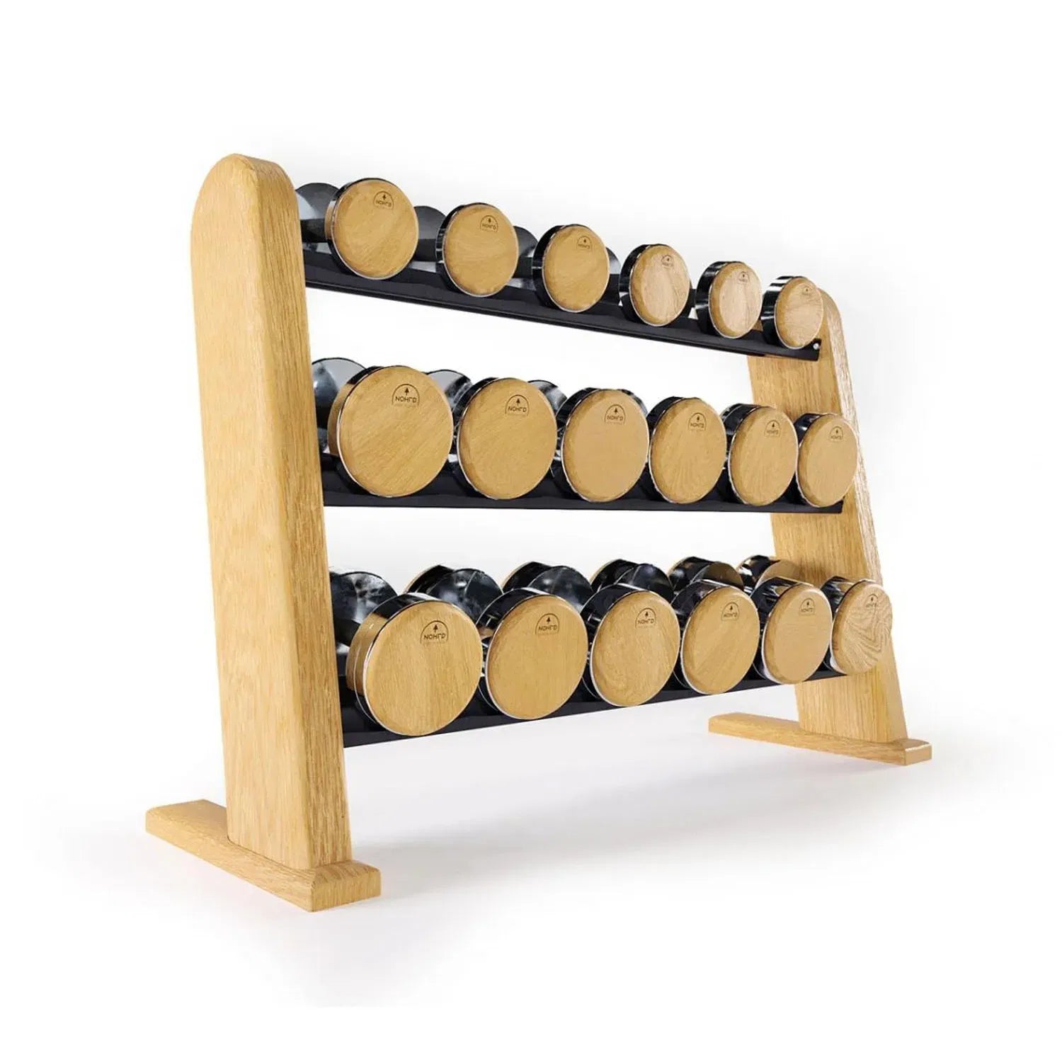 NOHRD Dumbbell Set (5-25 KG) with Rack - Oak