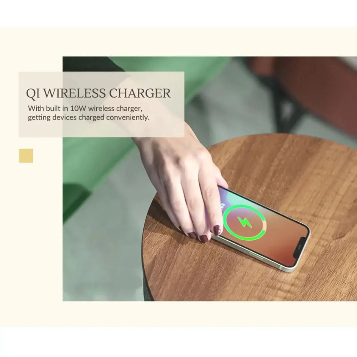 Nourest 3-in-1 Wireless Charging Side Table with Portable Bluetooth Speaker Table