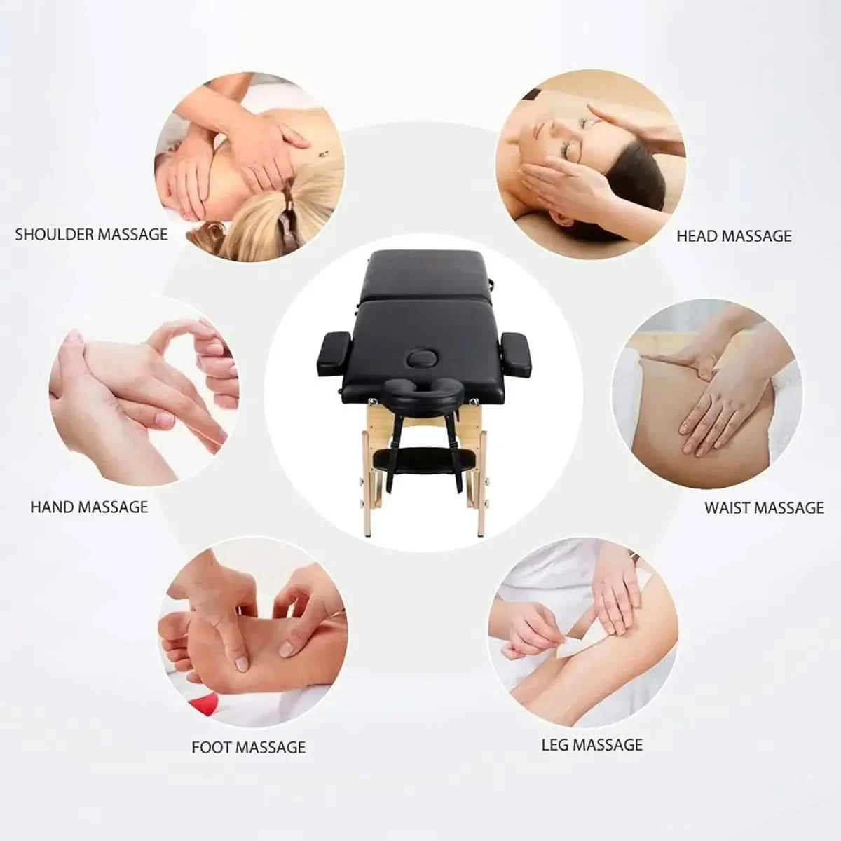Portable Massage Table with Adjustable Folding Bed and Headrest (3 Fold)