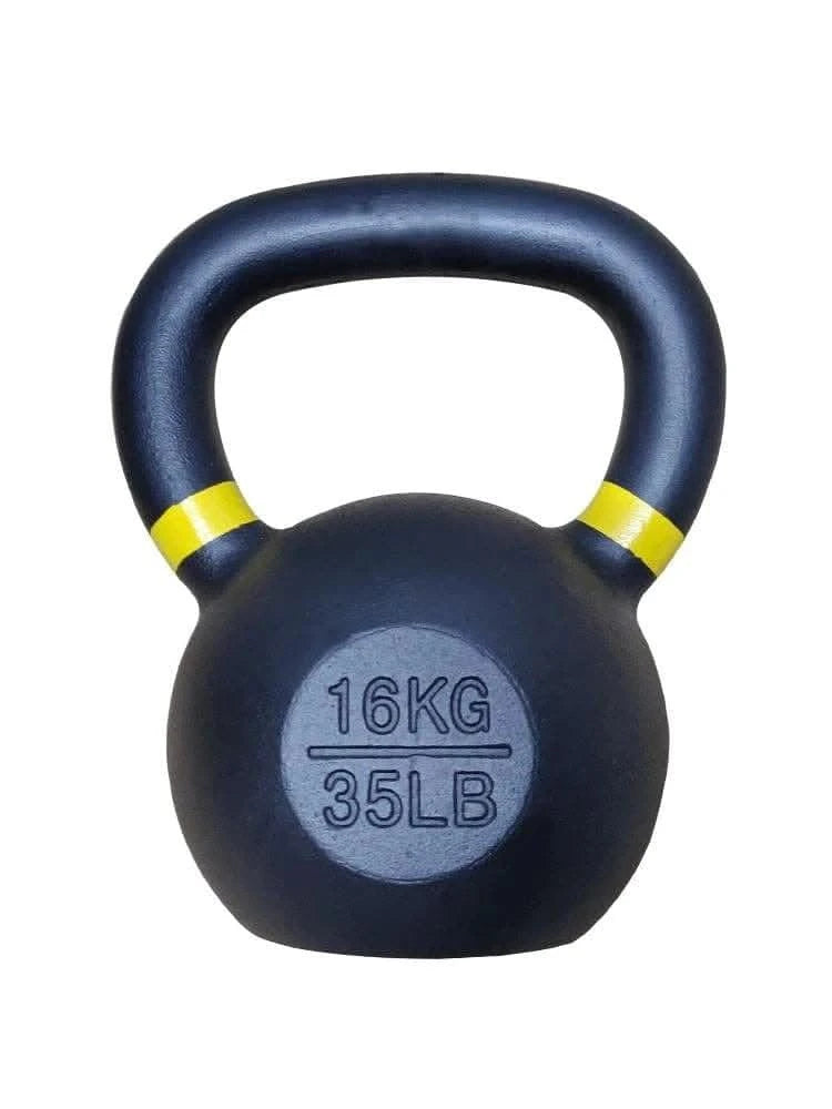 Combo 1441 Fitness Powder Coated Kettlebell - 4 Kg to 16 Kg - 7 Pcs Set With 2 Tier Rack - Athletix.ae