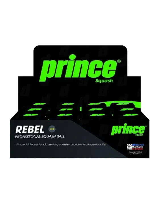 Prince Squash Balls- Rebel Single Yellow 1 Dozen Box