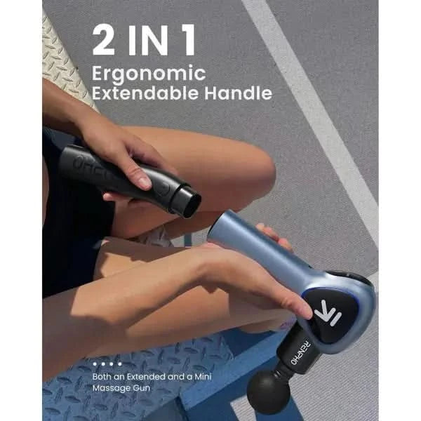RENPHO Rechargeable Massage Gun with Extension Handle | Deep Tissue Massager
