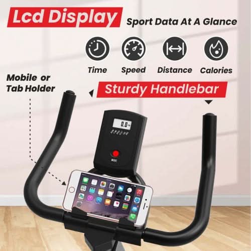 Sparnod Fitness Exercise Bike With 9 Kg Heavy-Duty Flywheel, SSB-09