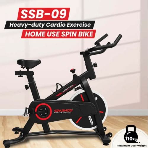 Sparnod Fitness Exercise Bike With 9 Kg Heavy-Duty Flywheel, SSB-09