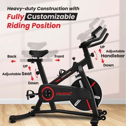 Sparnod Fitness Exercise Bike With 9 Kg Heavy-Duty Flywheel, SSB-09