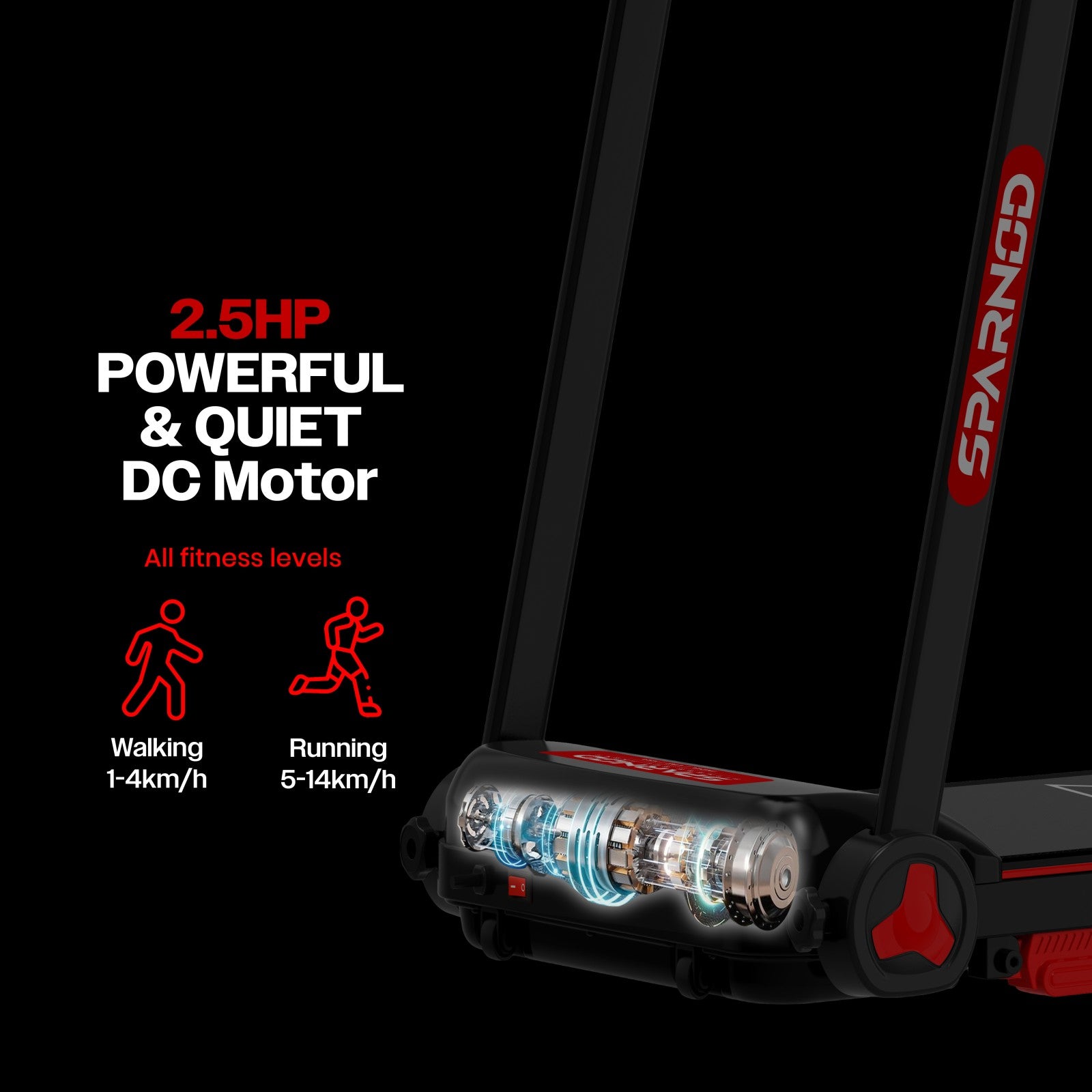 Sparnod Fitness Home Use Treadmill, Bluetooth Speakers, 12 Preset Program with LED Display, STH-1150