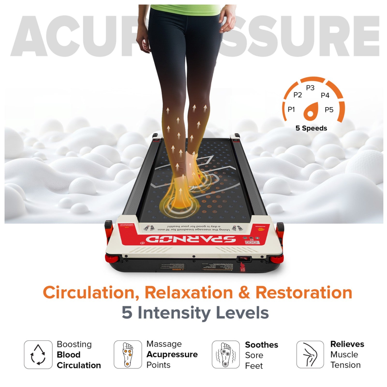 Sparnod Fitness FlipPad Walkingpad Treadmill with Massager, STH-3003