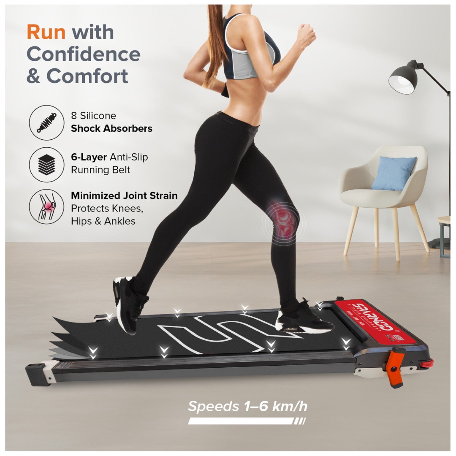 Sparnod Fitness FlipPad Walkingpad Treadmill with Massager, STH-3003