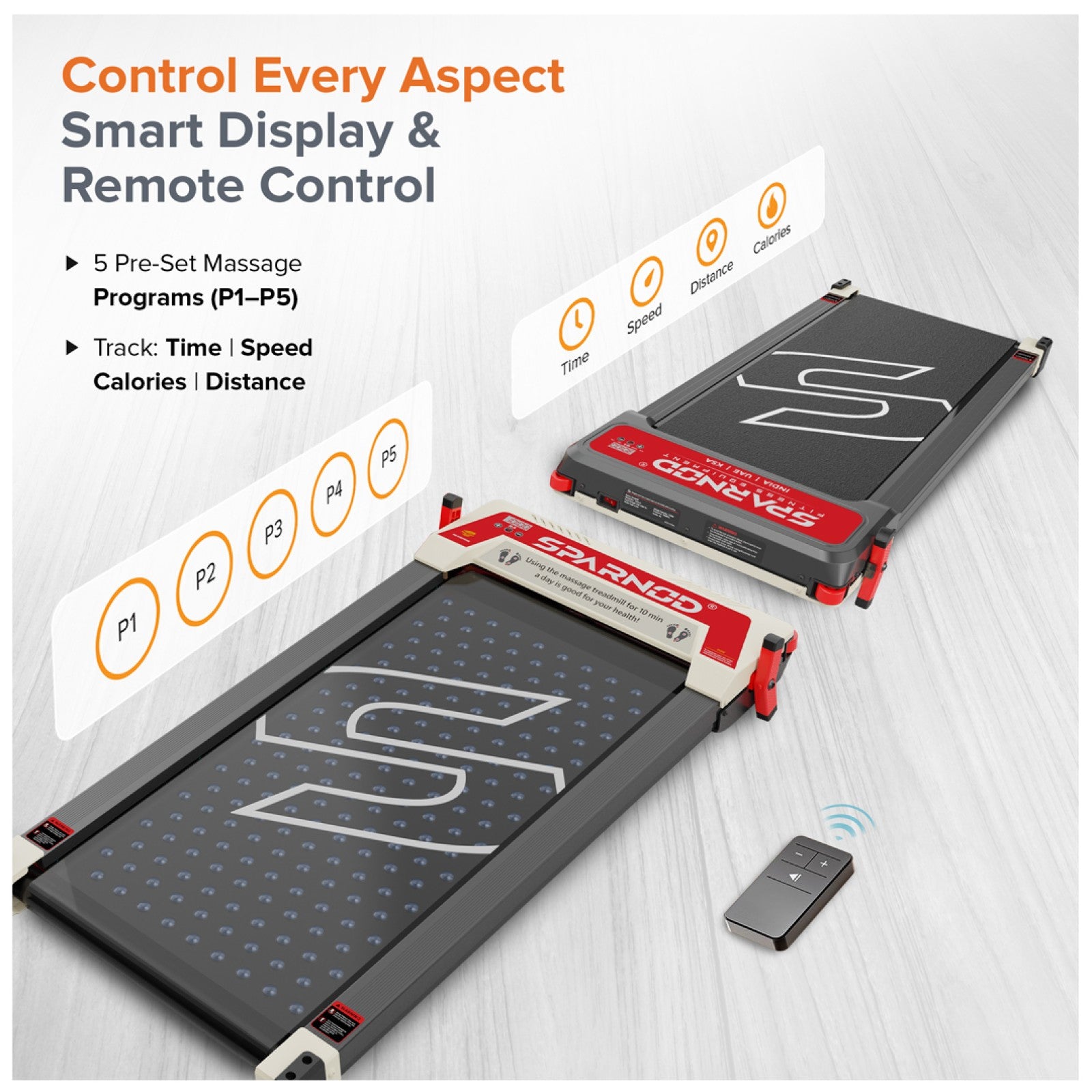 Sparnod Fitness FlipPad Walkingpad Treadmill with Massager, STH-3003