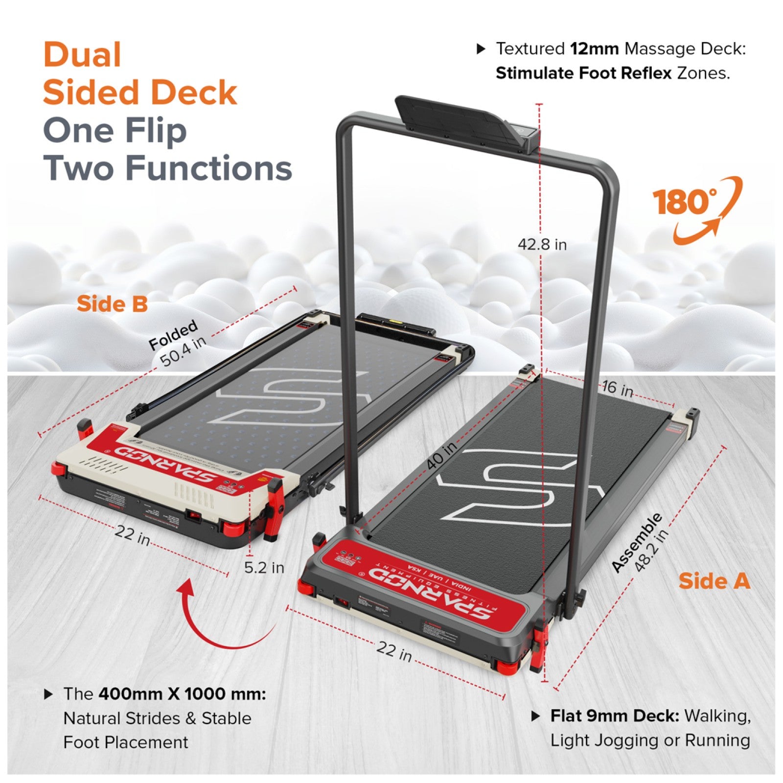 Sparnod Fitness Acupressure FlipPad Walkingpad Treadmill