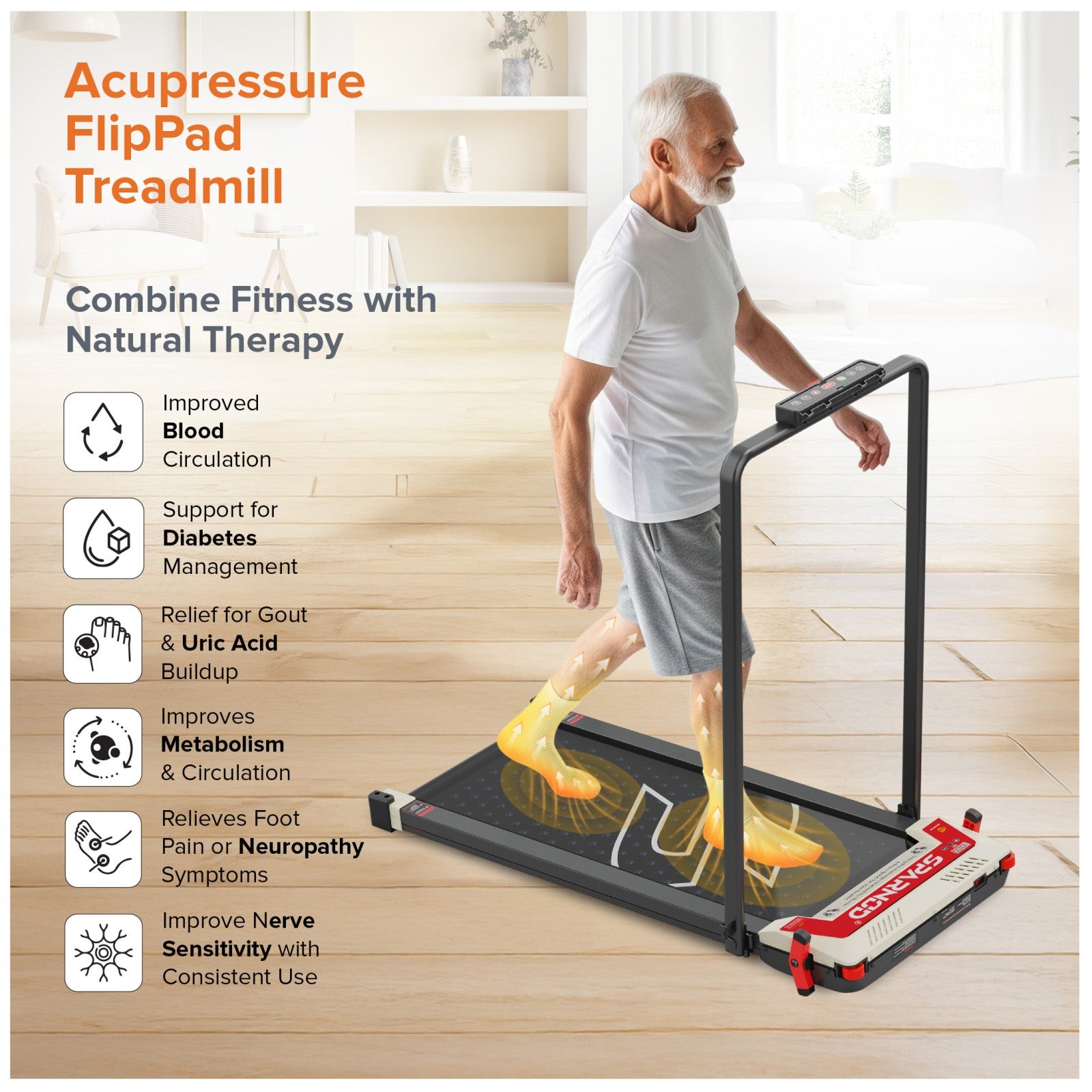 Sparnod Fitness Acupressure FlipPad Walkingpad Treadmill