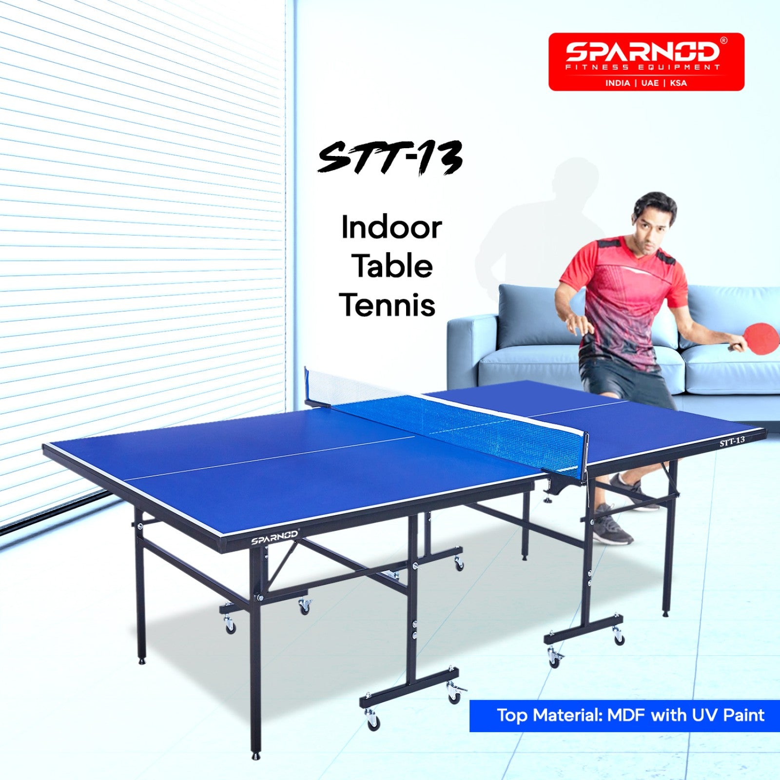 Sparnod Fitness Foldable Table Tennis Table for Indoor Sport Use, STT-13