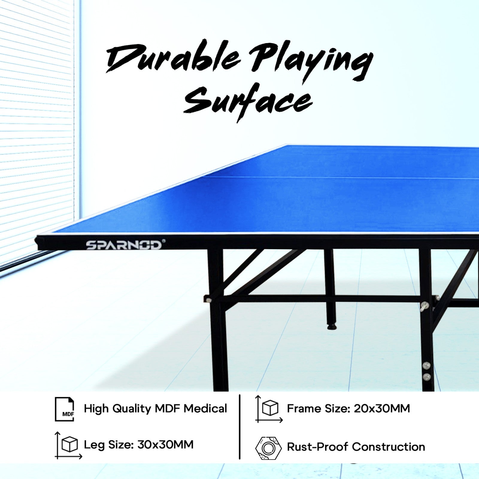 Sparnod Fitness Foldable Table Tennis Table for Indoor Sport Use, STT-13