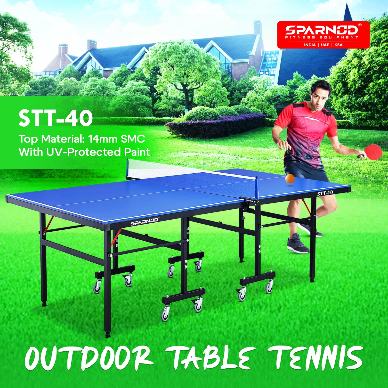 Sparnod Fitness Foldable Table Tennis Table for Outdoor Sport Use, STT-40