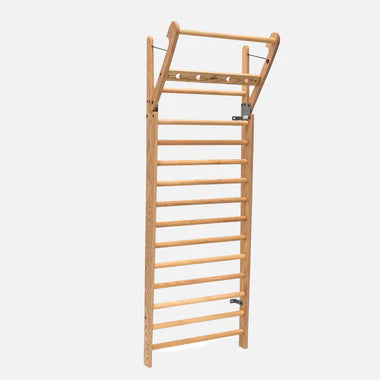 NOHRD WallBars – Wooden Wall Bar with Foldout Pull-Up Arm Cherry