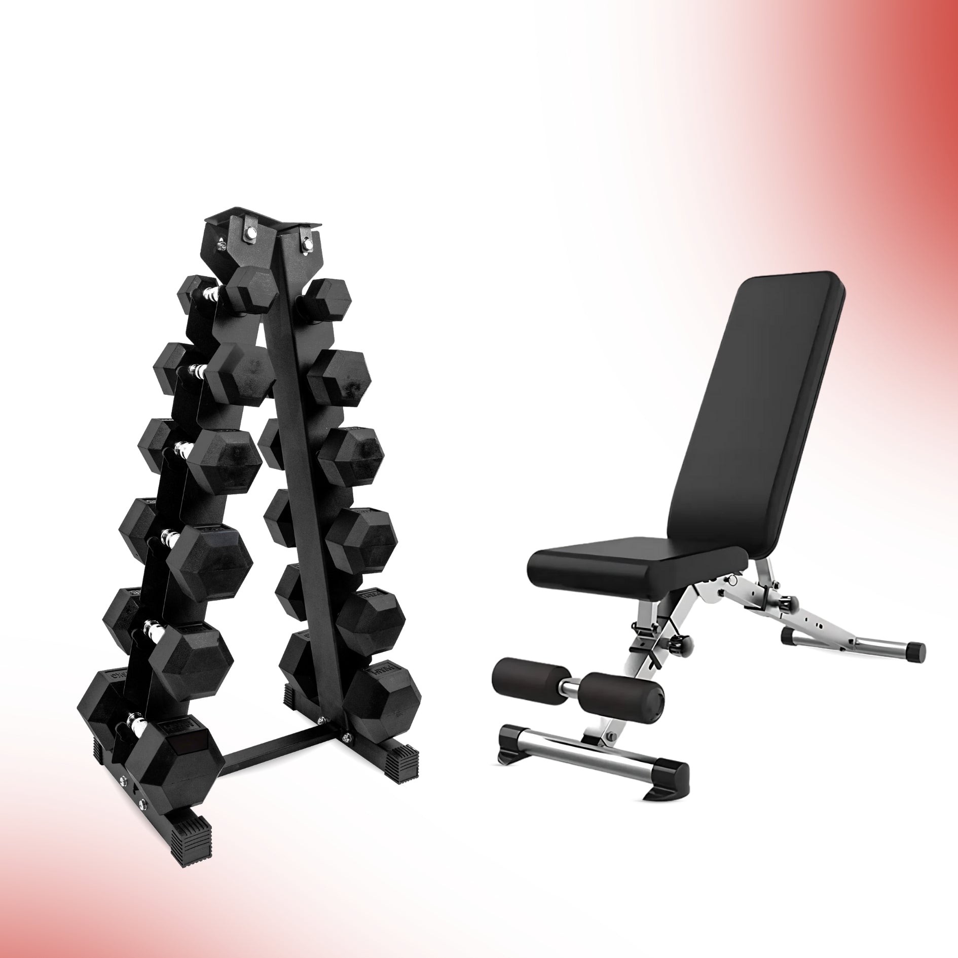 Level Fitness Dumbbells Set 2.5 to 15 Kg with 6 pair Vertical Dumbbell Rack Strength Training Equipment with Adjustable Bench for Bench Press (Optional) | Combo Classic Vertical Rack With Adjustable Bench