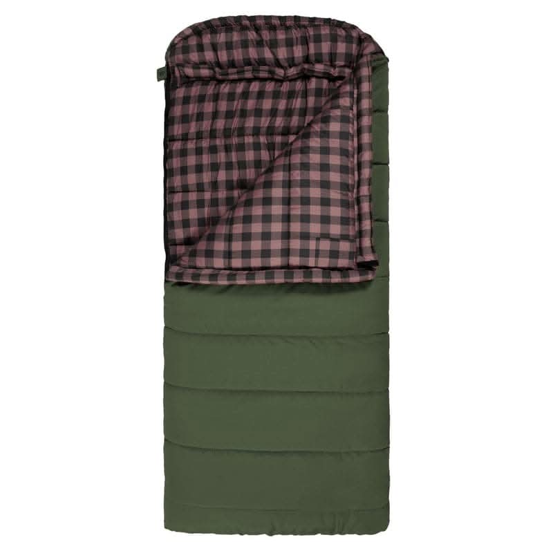 TETON BRIDGER -35F CANVAS SLEEPING BAG, Right Zip, Green and Rose