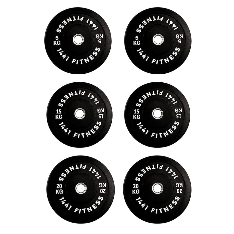 Combo 1441 Fitness 7 Ft Olympic Bar with Rubber Bumper Plates - 100 KG Set