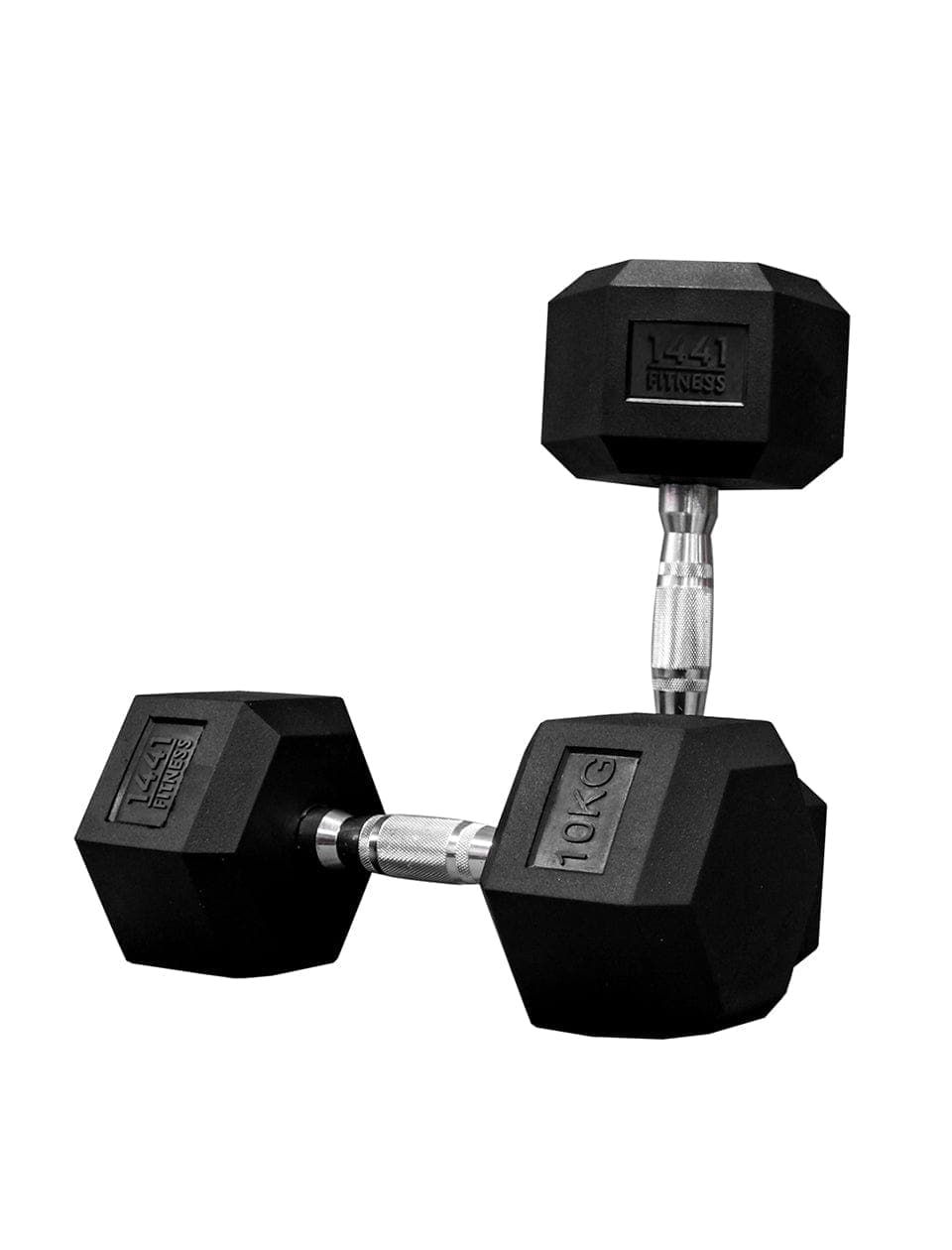 1441 Fitness Rubber Hex Dumbbells in Kilogram | Sold In Pairs (2 pcs) | Tough & Durable | Chrome Plated Economical Handle 10 Kg