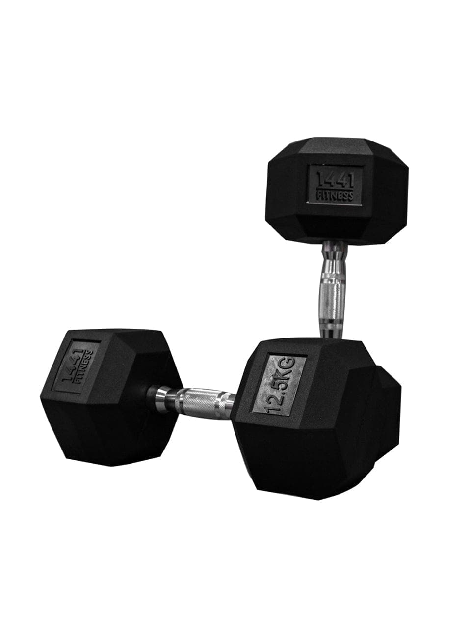 1441 Fitness Rubber Hex Dumbbells in Kilogram | Sold In Pairs (2 pcs) | Tough & Durable | Chrome Plated Economical Handle 12.5 KG