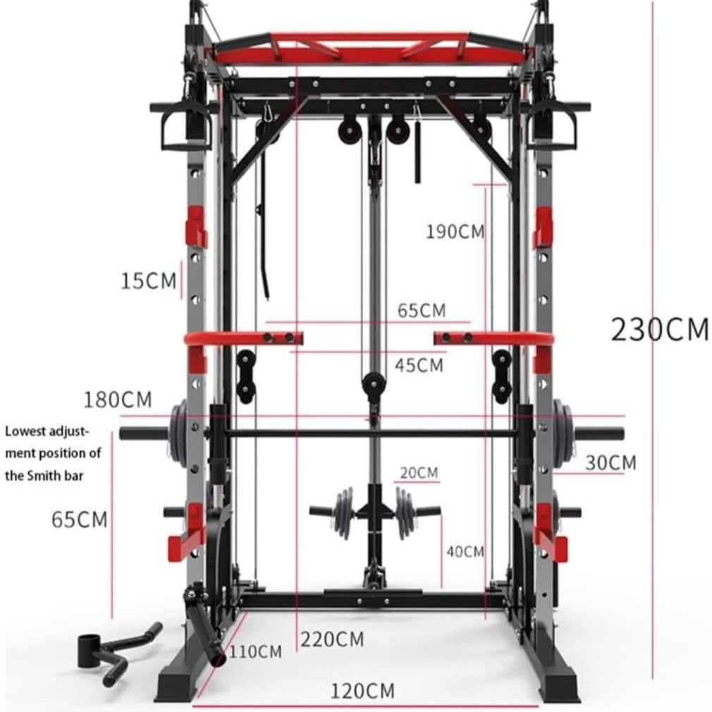 1441 Fitness Heavy Duty Smith Machine with Cable Crossover & Squat Rack - J009