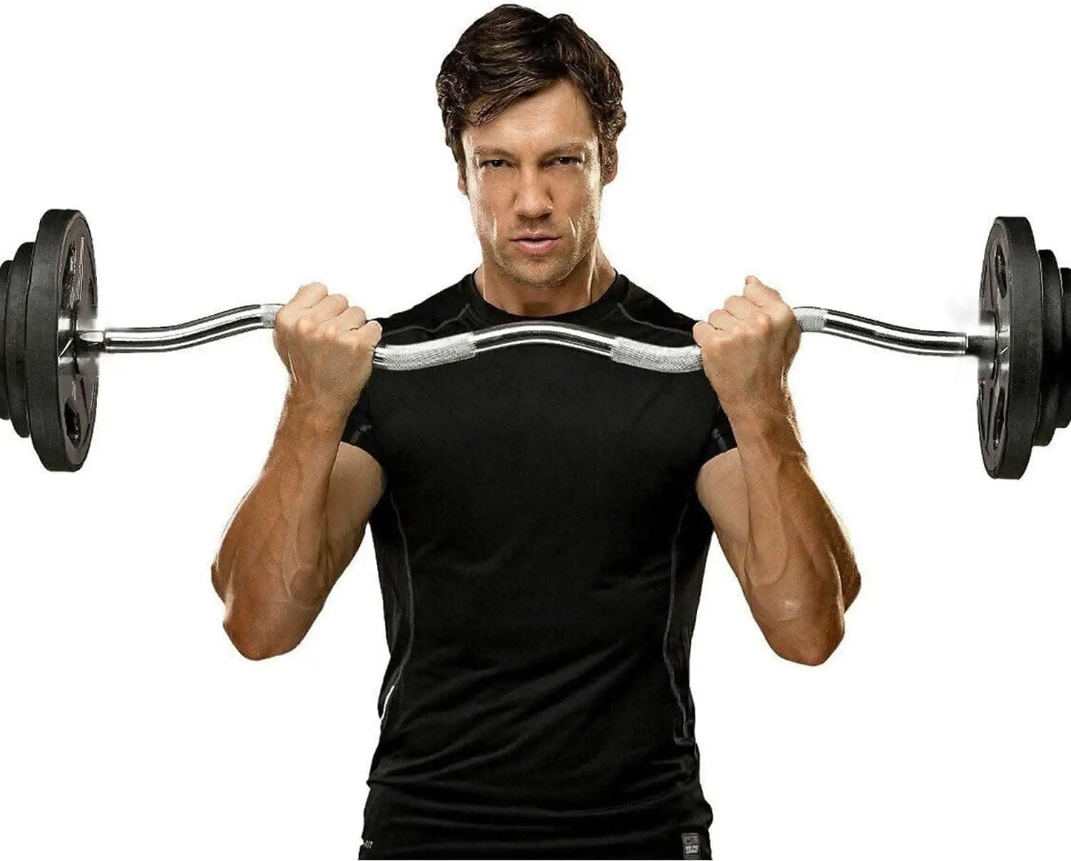 1441 Fitness 4 Ft Olympic Size EZ Curl Bar with Collars | 7 kg