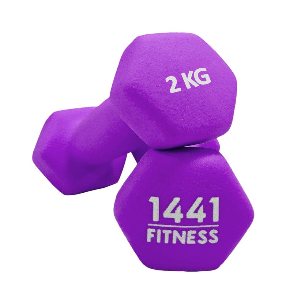 1441 Fitness Neoprene Hex Dumbbells (Sold as Pair) - 1 to 10 KG 2 KG
