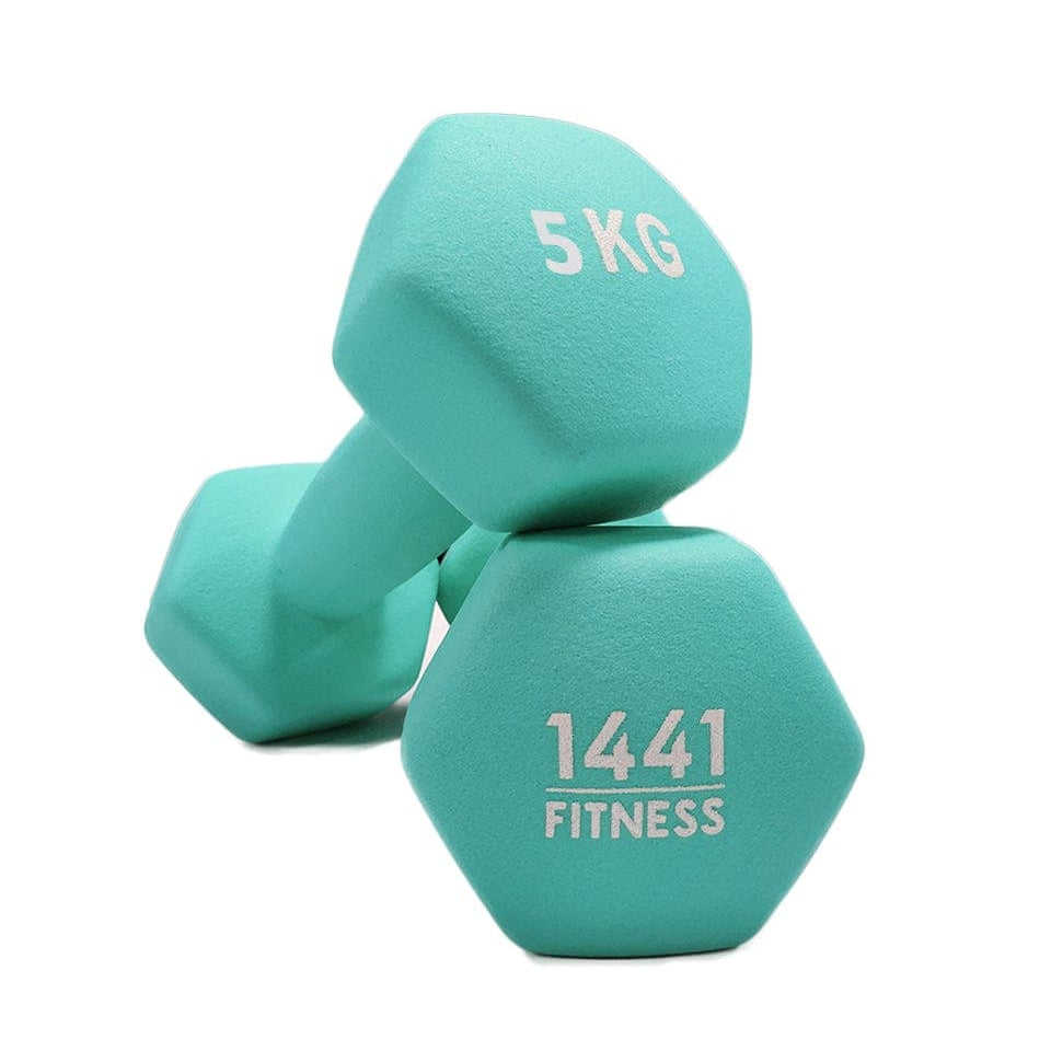 1441 Fitness Neoprene Hex Dumbbells (Sold as Pair) - 1 to 10 KG 5 KG