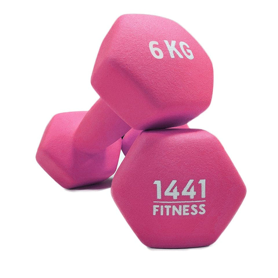 1441 Fitness Neoprene Hex Dumbbells (Sold as Pair) - 1 to 10 KG 6 KG