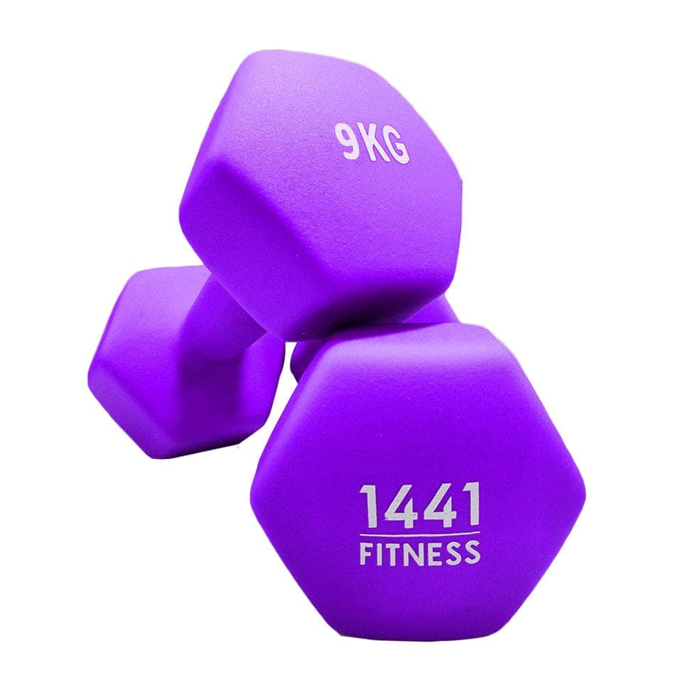 1441 Fitness Neoprene Hex Dumbbells (Sold as Pair) - 1 to 10 KG 9 KG