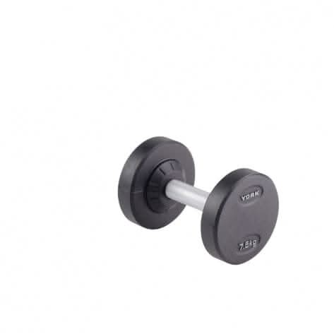 York, Rubber Round Dumbbell, Dzlg11, Black