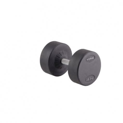 York, Rubber Round Dumbbell, Dzlg11, Black