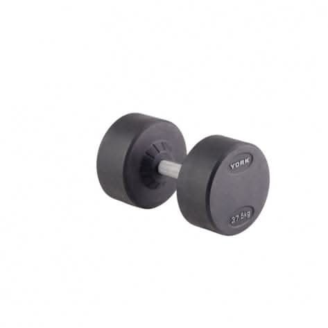 York, Rubber Round Dumbbell, Dzlg11, Black