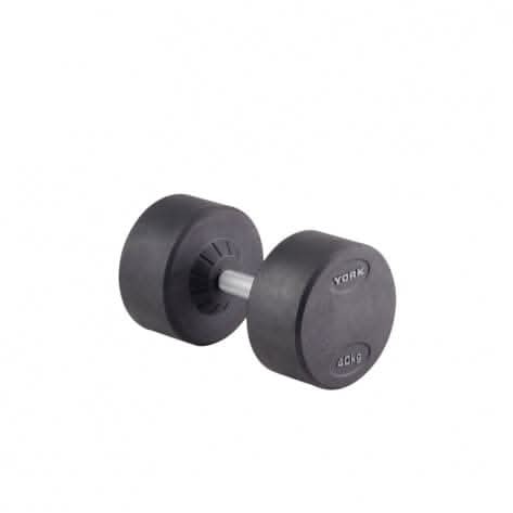 York, Rubber Round Dumbbell, Dzlg11, Black