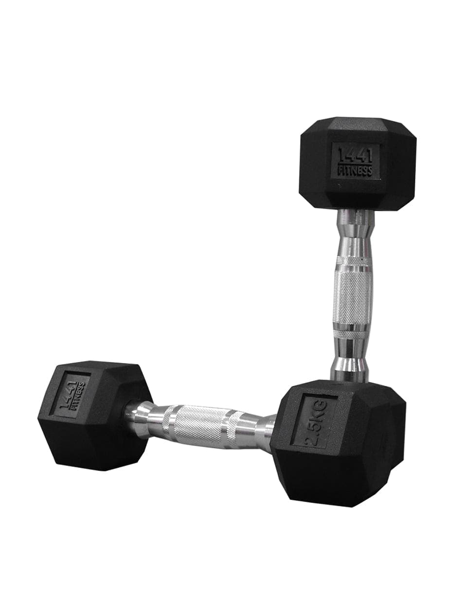 1441 Fitness Rubber Hex Dumbbells in Kilogram | Sold In Pairs (2 pcs) | Tough & Durable | Chrome Plated Economical Handle 2.5 Kg