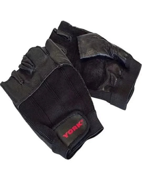 York, Fitness Deluxe Leather Workout Glove Small, 60189, Black