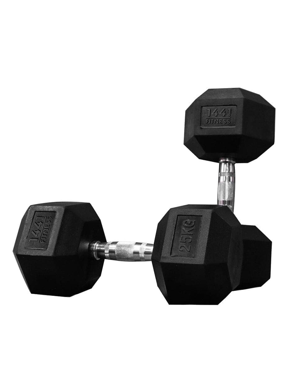 1441 Fitness Rubber Hex Dumbbells in Kilogram | Sold In Pairs (2 pcs) | Tough & Durable | Chrome Plated Economical Handle 25 kg