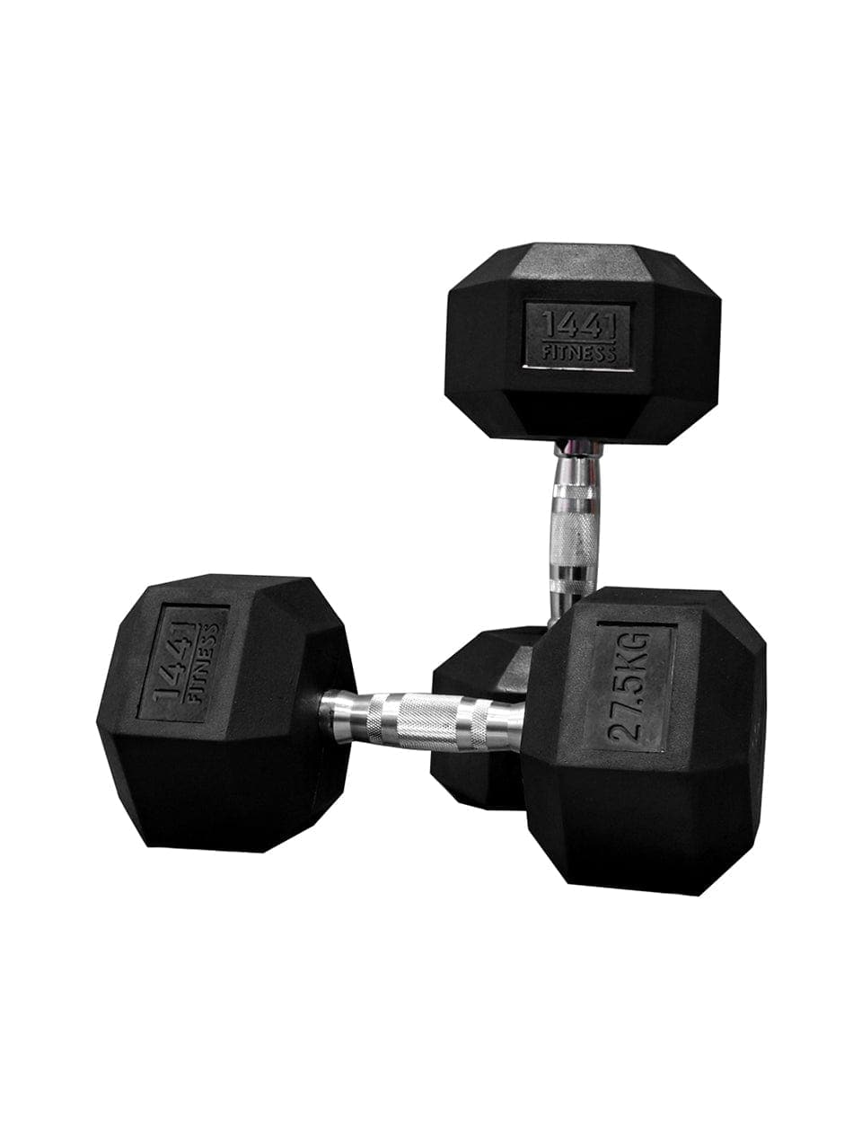 1441 Fitness Rubber Hex Dumbbells in Kilogram | Sold In Pairs (2 pcs) | Tough & Durable | Chrome Plated Economical Handle 27.5 KG